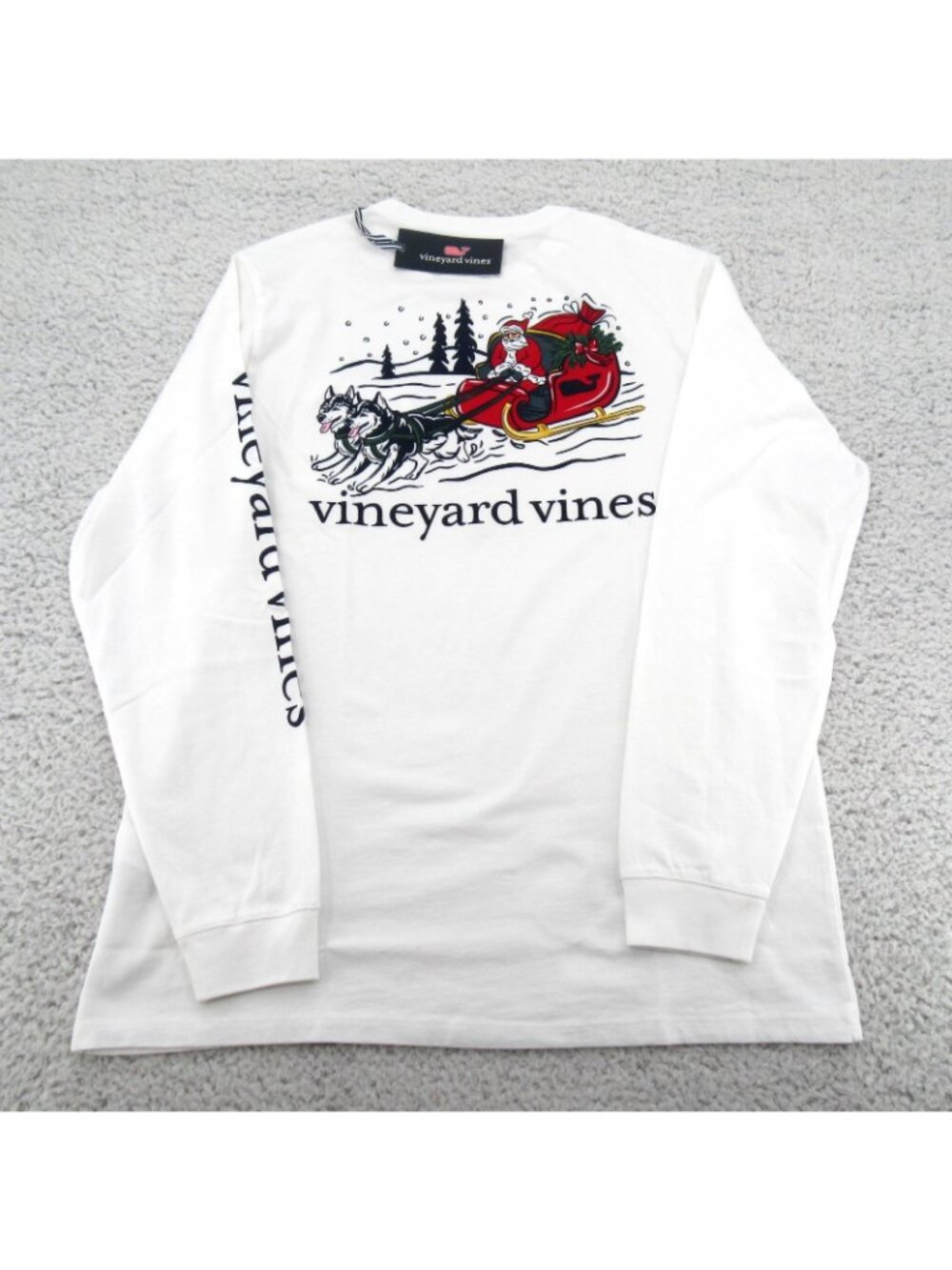 Vineyard Vines Graphic Santa Paws Sleigh Men's Size Large Long Sleeve Shirt NEW - Picture 5 of 10